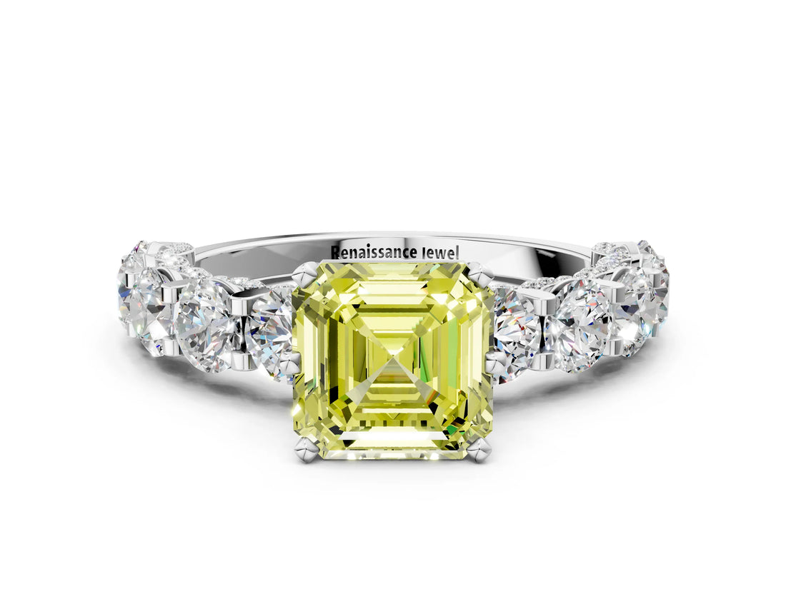 White gold Round Diamond Side Stone Engagement Ring with Six-Prong Setting_24