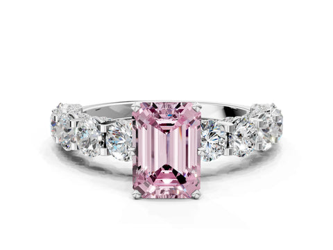 White gold Round Diamond Side Stone Engagement Ring with Six-Prong Setting_24