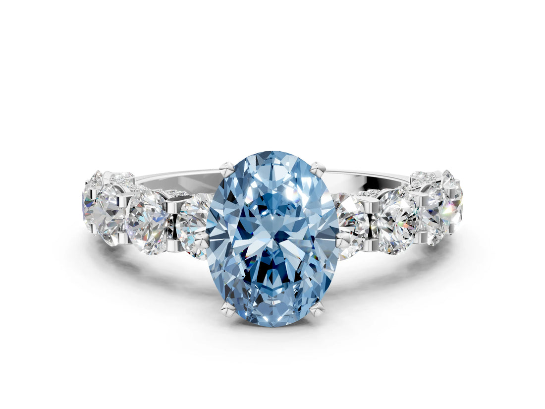 White gold Round Diamond Side Stone Engagement Ring with Six-Prong Setting_24