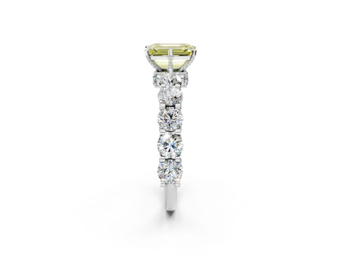 White gold Round Diamond Side Stone Engagement Ring with Six-Prong Setting_24