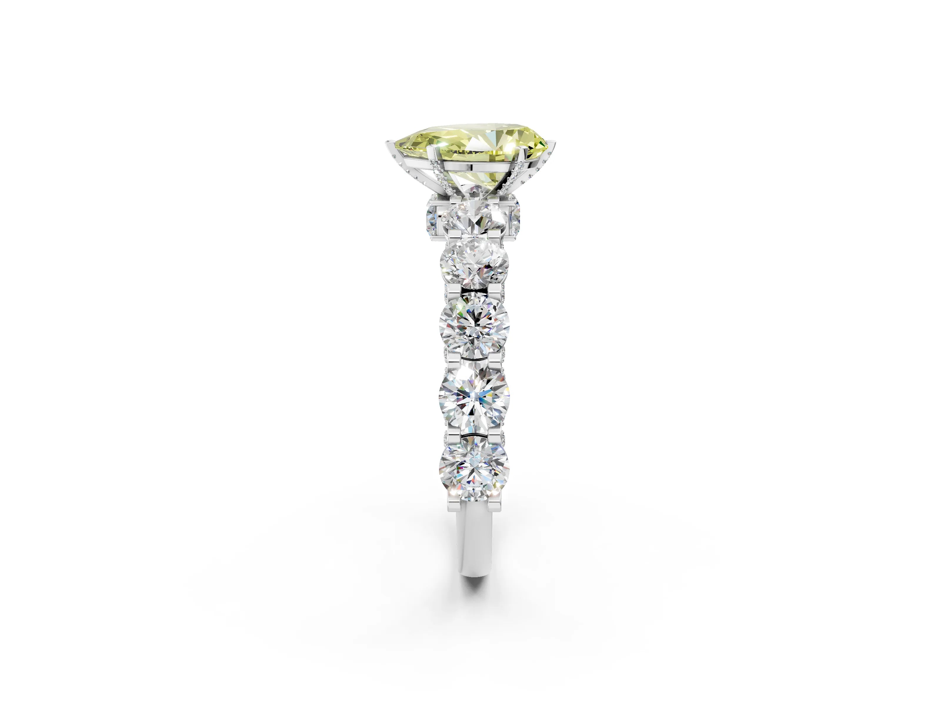 White gold Round Diamond Side Stone Engagement Ring with Six-Prong Setting_24