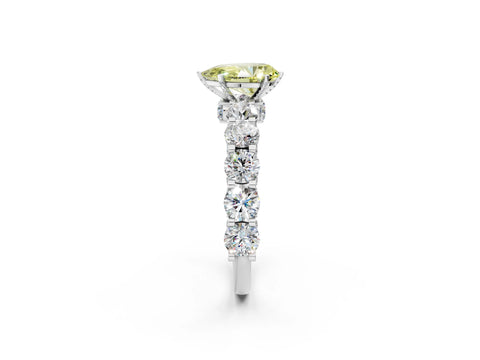 White gold Round Diamond Side Stone Engagement Ring with Six-Prong Setting_24