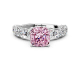 White gold Round Diamond Side Stone Engagement Ring with Six-Prong Setting_24