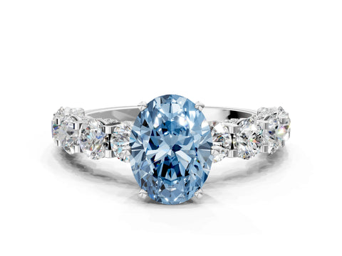 White gold Round Diamond Side Stone Engagement Ring with Six-Prong Setting_24