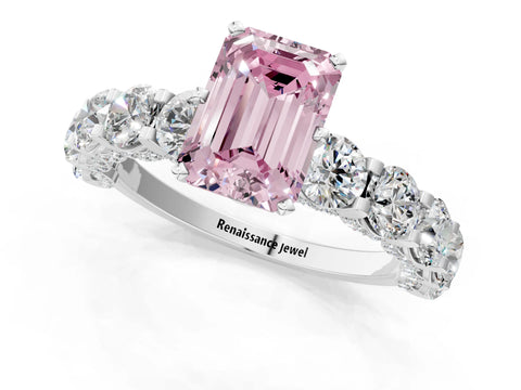 White gold Round Diamond Side Stone Engagement Ring with Six-Prong Setting_25