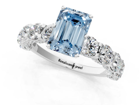 White gold Round Diamond Side Stone Engagement Ring with Six-Prong Setting_25