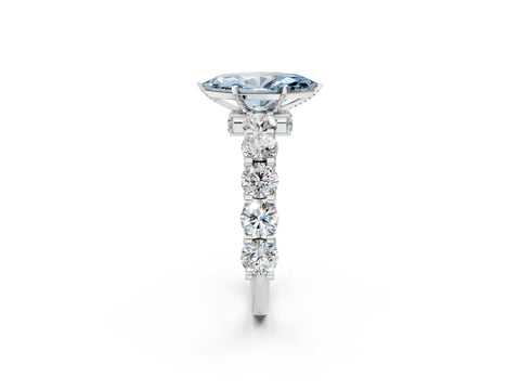 White gold Round Diamond Side Stone Engagement Ring with Six-Prong Setting_25