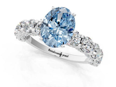 White gold Round Diamond Side Stone Engagement Ring with Six-Prong Setting_25