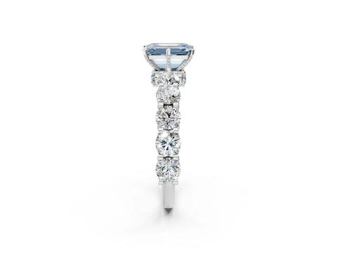 White gold Round Diamond Side Stone Engagement Ring with Six-Prong Setting_26