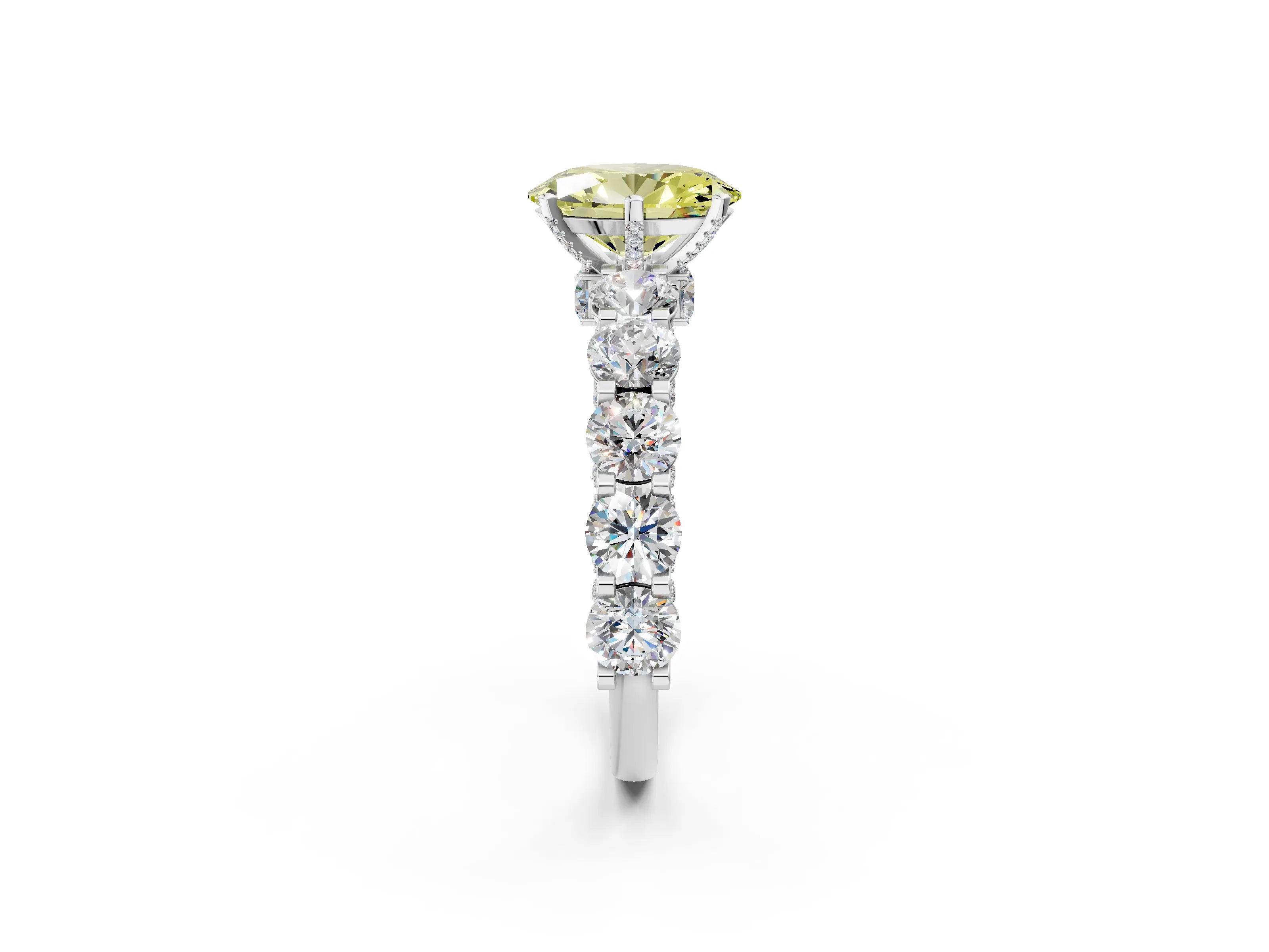 White gold Round Diamond Side Stone Engagement Ring with Six-Prong Setting_26