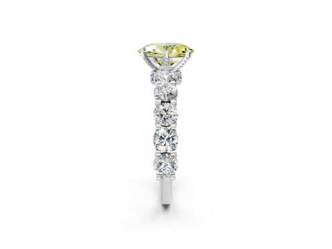 White gold Round Diamond Side Stone Engagement Ring with Six-Prong Setting_26