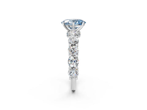 White gold Round Diamond Side Stone Engagement Ring with Six-Prong Setting_26
