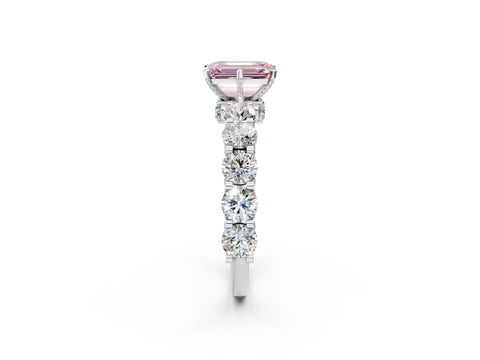 White gold Round Diamond Side Stone Engagement Ring with Six-Prong Setting_26
