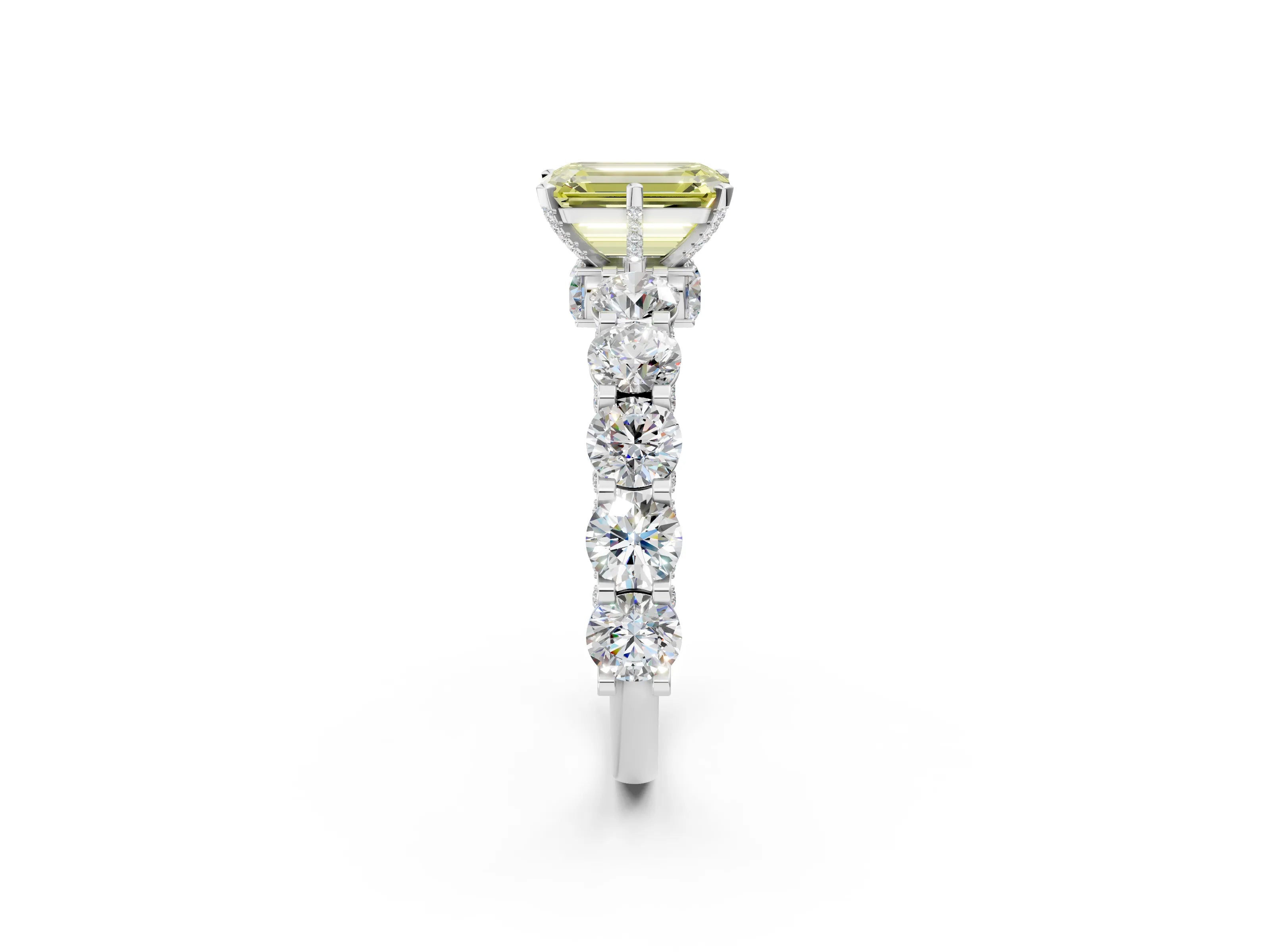 White gold Round Diamond Side Stone Engagement Ring with Six-Prong Setting_26