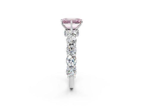 White gold Round Diamond Side Stone Engagement Ring with Six-Prong Setting_26