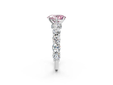 White gold Round Diamond Side Stone Engagement Ring with Six-Prong Setting_26