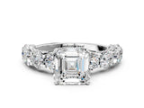 White gold Round Diamond Side Stone Engagement Ring with Six-Prong Setting_26