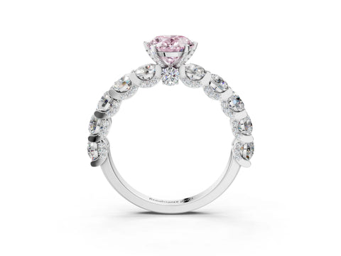 White gold Round Diamond Side Stone Engagement Ring with Six-Prong Setting_26