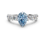 White gold Round Diamond Side Stone Engagement Ring with Six-Prong Setting