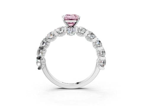 White gold Round Diamond Side Stone Engagement Ring with Six-Prong Setting_27