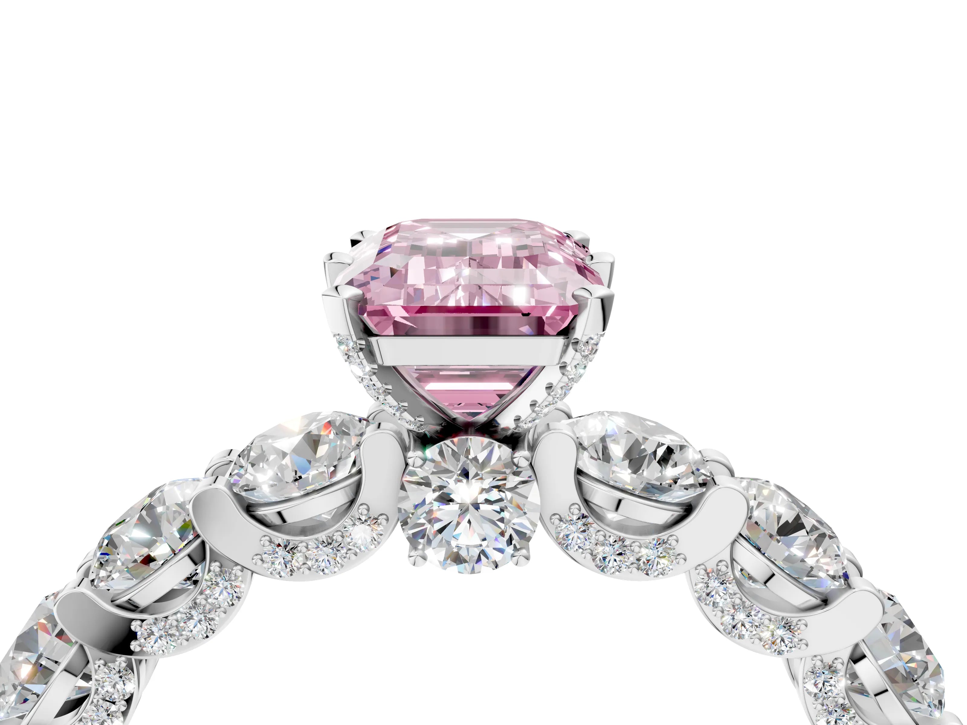 White gold Round Diamond Side Stone Engagement Ring with Six-Prong Setting_28