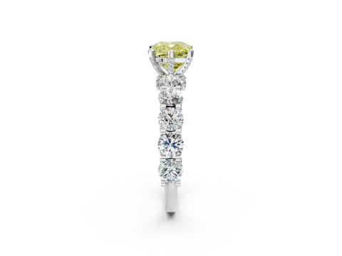 White gold Round Diamond Side Stone Engagement Ring with Six-Prong Setting_28