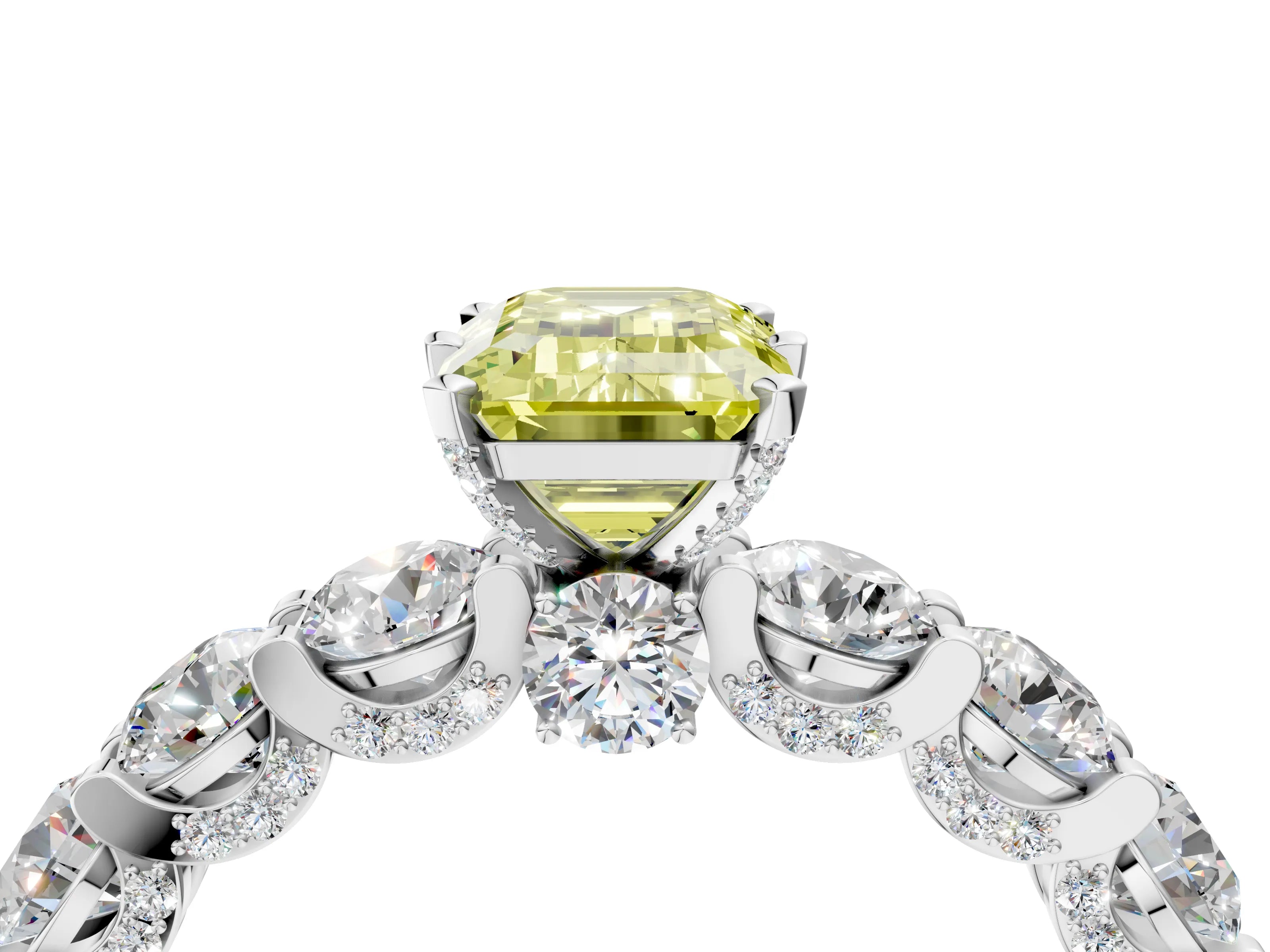 White gold Round Diamond Side Stone Engagement Ring with Six-Prong Setting_28