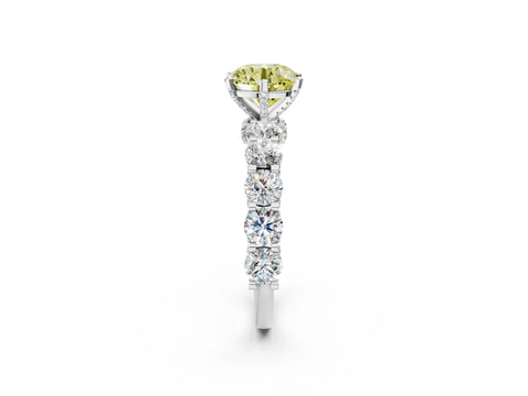 White gold Round Diamond Side Stone Engagement Ring with Six-Prong Setting_28