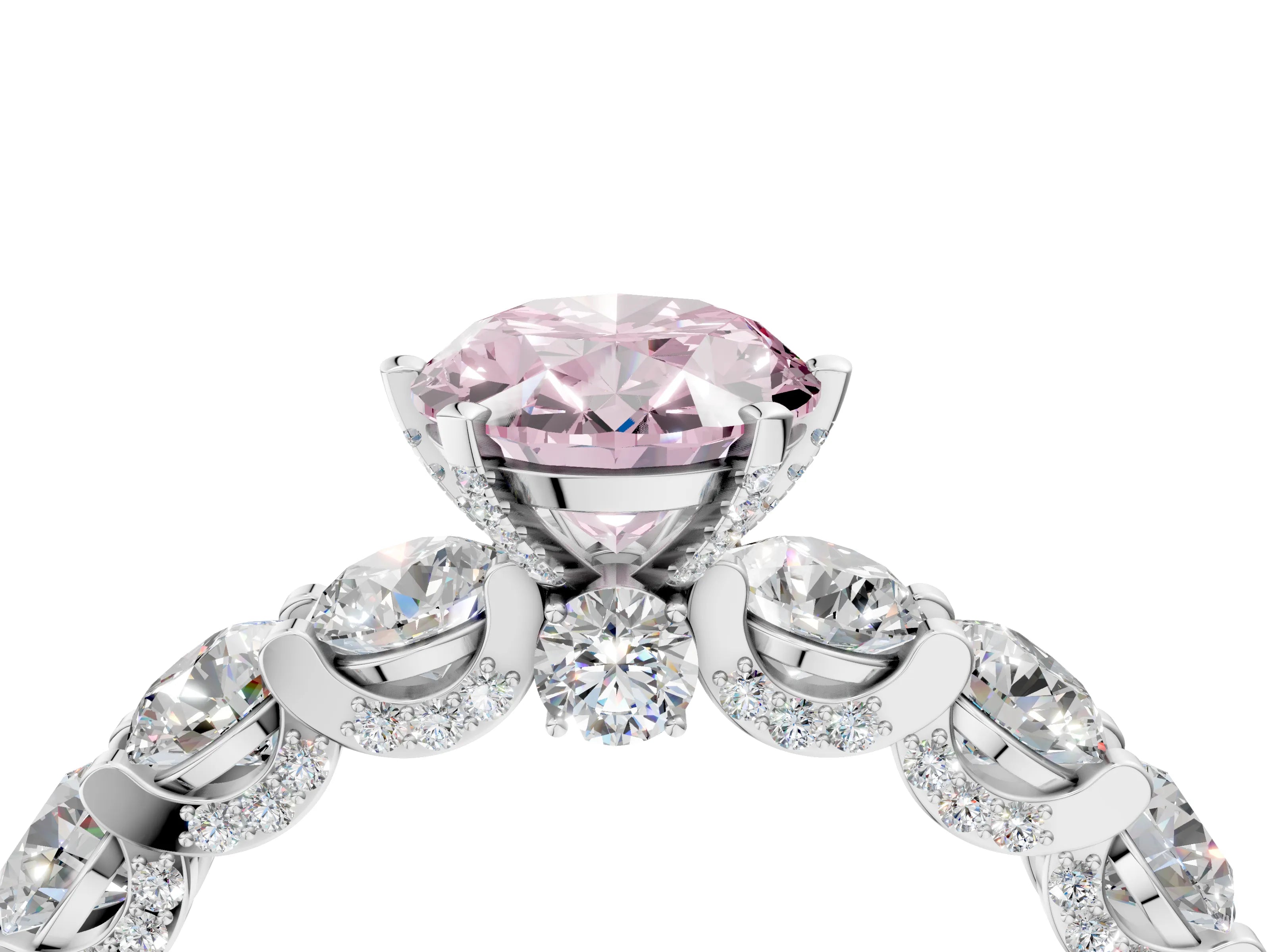 White gold Round Diamond Side Stone Engagement Ring with Six-Prong Setting_28