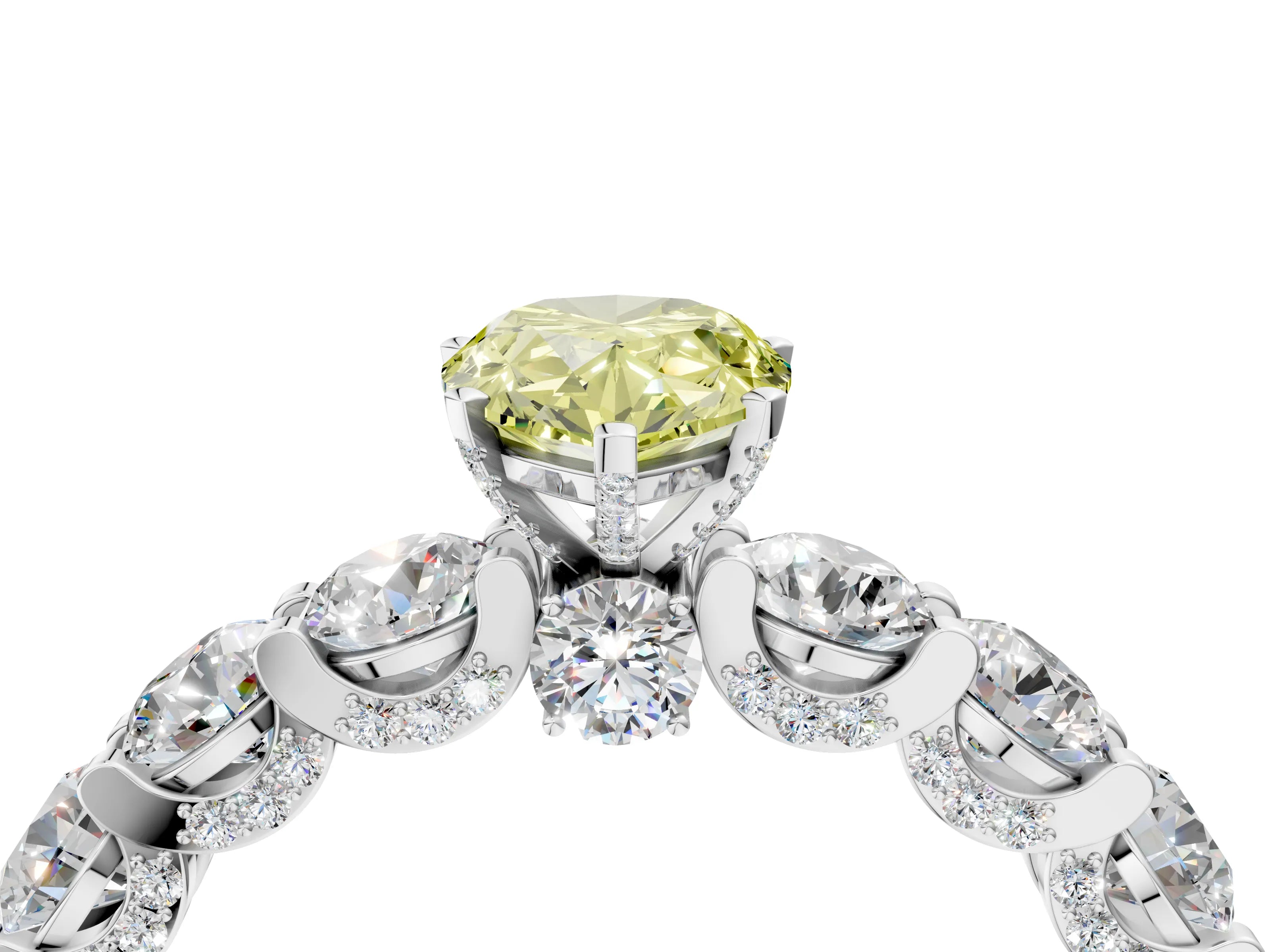White gold Round Diamond Side Stone Engagement Ring with Six-Prong Setting_28