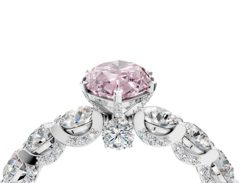 White gold Round Diamond Side Stone Engagement Ring with Six-Prong Setting_28
