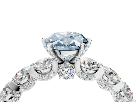 White gold Round Diamond Side Stone Engagement Ring with Six-Prong Setting_28