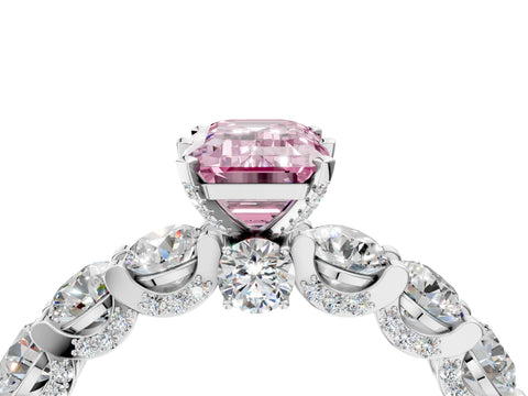 White gold Round Diamond Side Stone Engagement Ring with Six-Prong Setting_28