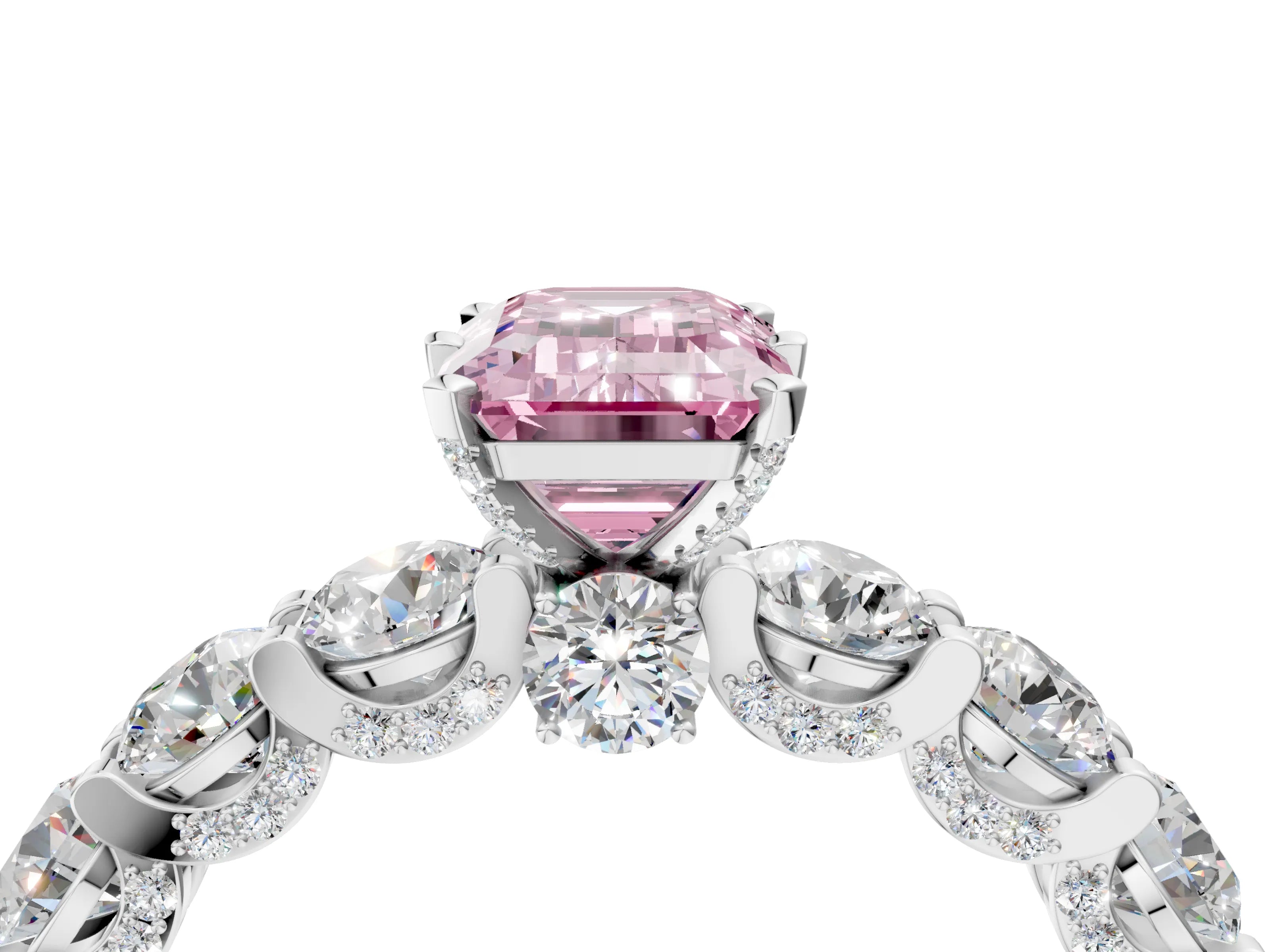 White gold Round Diamond Side Stone Engagement Ring with Six-Prong Setting_28