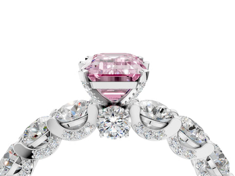 White gold Round Diamond Side Stone Engagement Ring with Six-Prong Setting_28