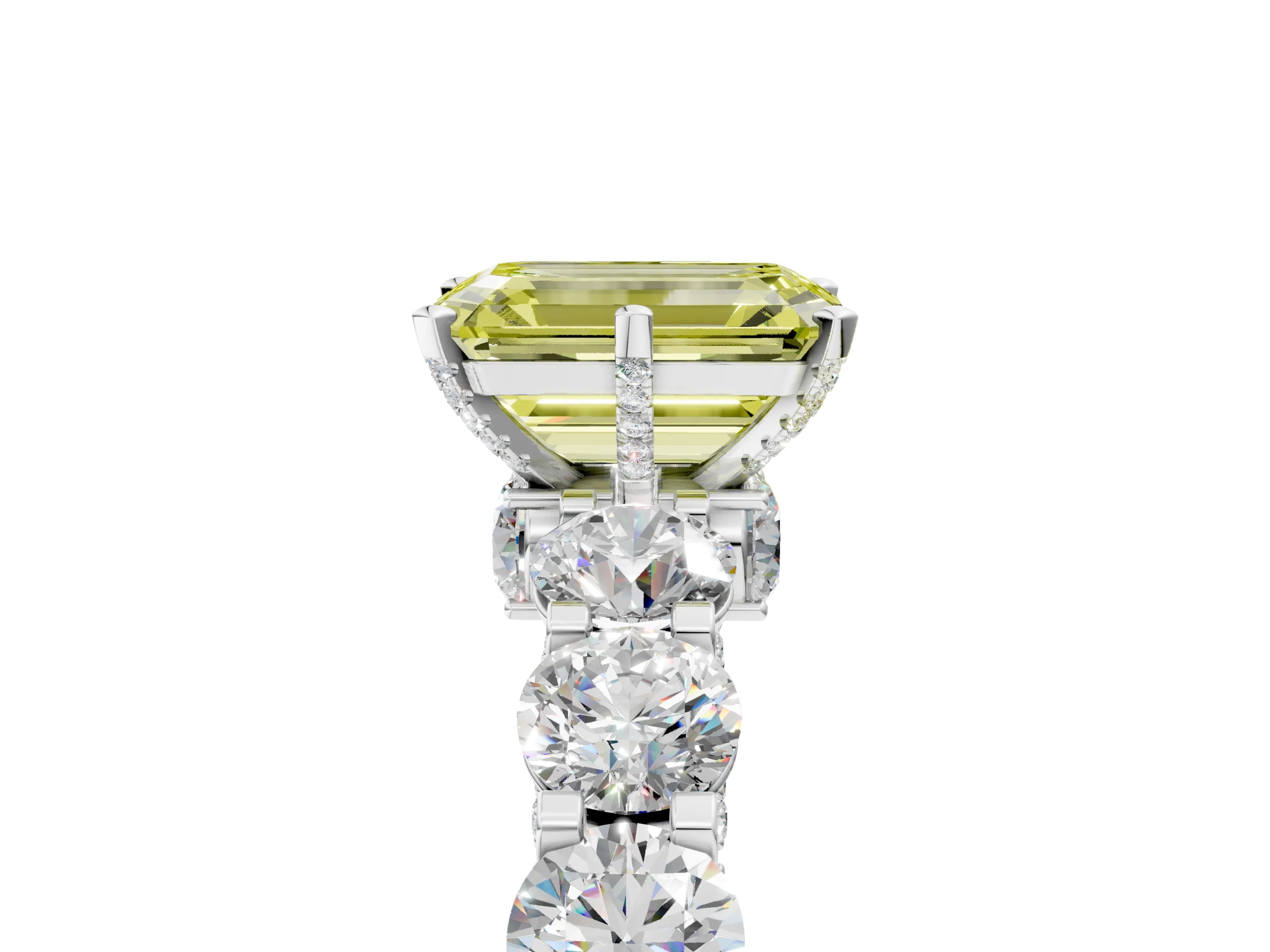 White gold Round Diamond Side Stone Engagement Ring with Six-Prong Setting_29