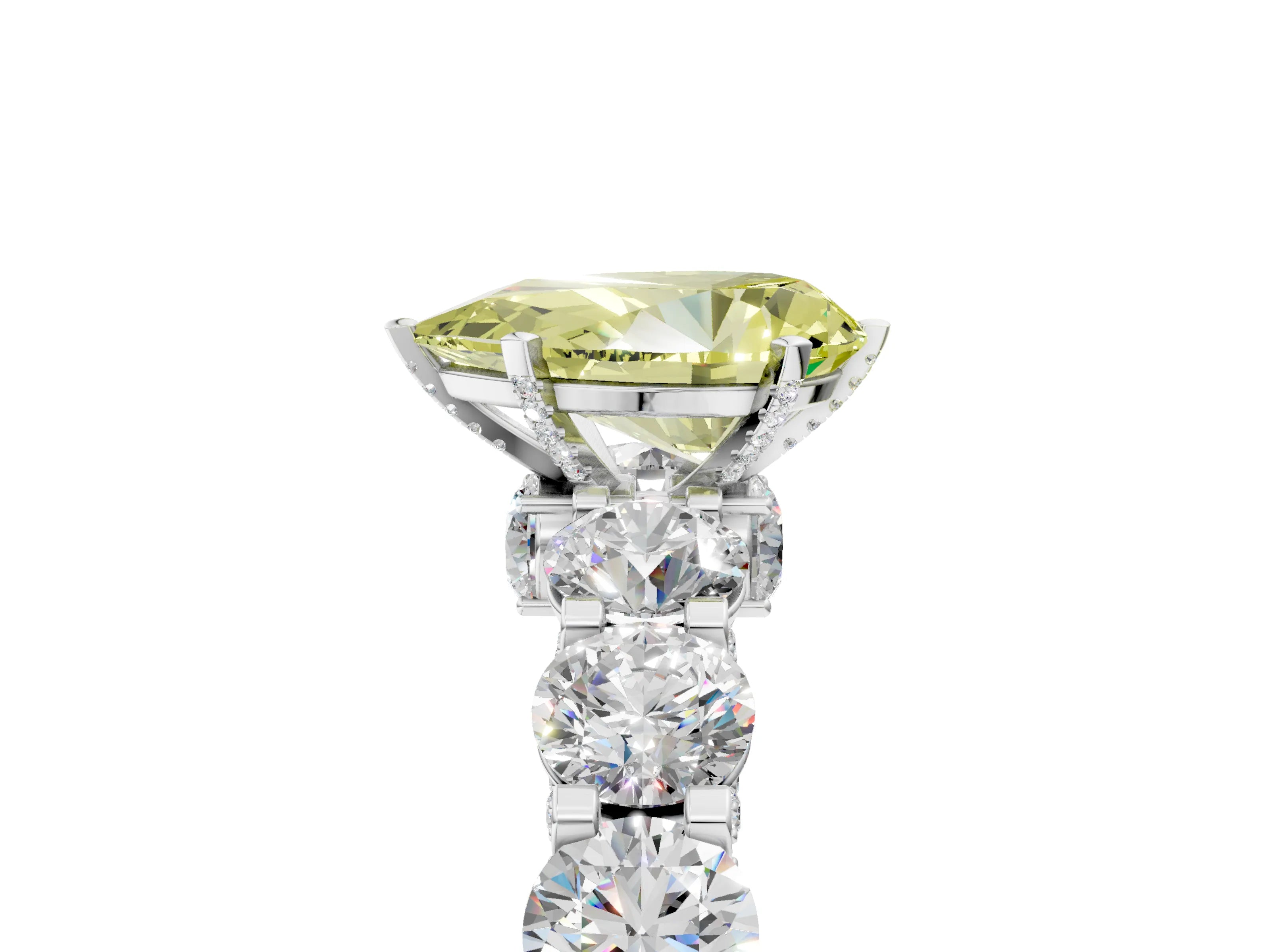 White gold Round Diamond Side Stone Engagement Ring with Six-Prong Setting_29