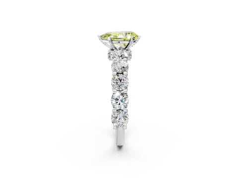 White gold Round Diamond Side Stone Engagement Ring with Six-Prong Setting_2