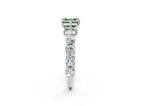 White gold Round Diamond Side Stone Engagement Ring with Six-Prong Setting_2