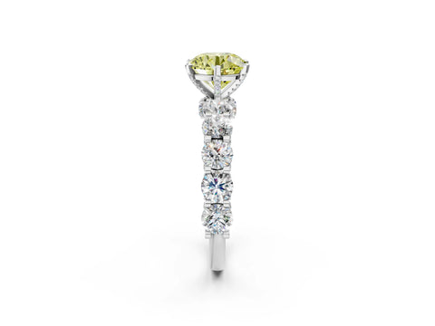 White gold Round Diamond Side Stone Engagement Ring with Six-Prong Setting_2