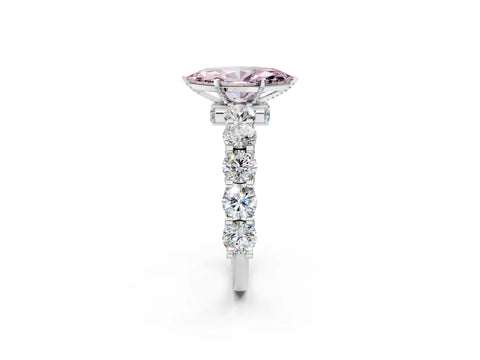 White gold Round Diamond Side Stone Engagement Ring with Six-Prong Setting_2