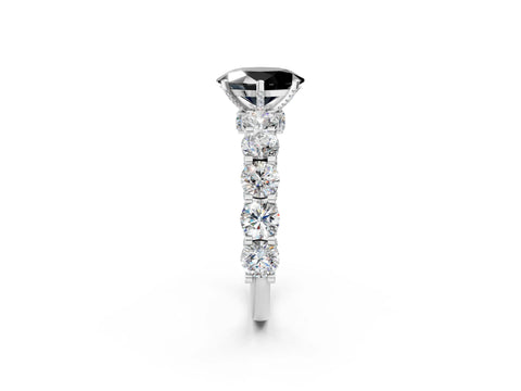White gold Round Diamond Side Stone Engagement Ring with Six-Prong Setting_2