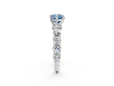 White gold Round Diamond Side Stone Engagement Ring with Six-Prong Setting_2