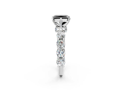 White gold Round Diamond Side Stone Engagement Ring with Six-Prong Setting_2