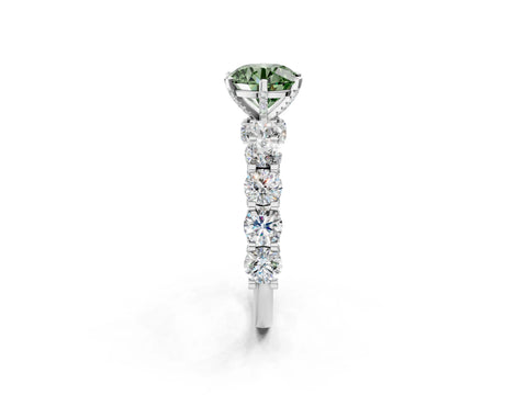 White gold Round Diamond Side Stone Engagement Ring with Six-Prong Setting_2