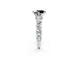 White gold Round Diamond Side Stone Engagement Ring with Six-Prong Setting_2
