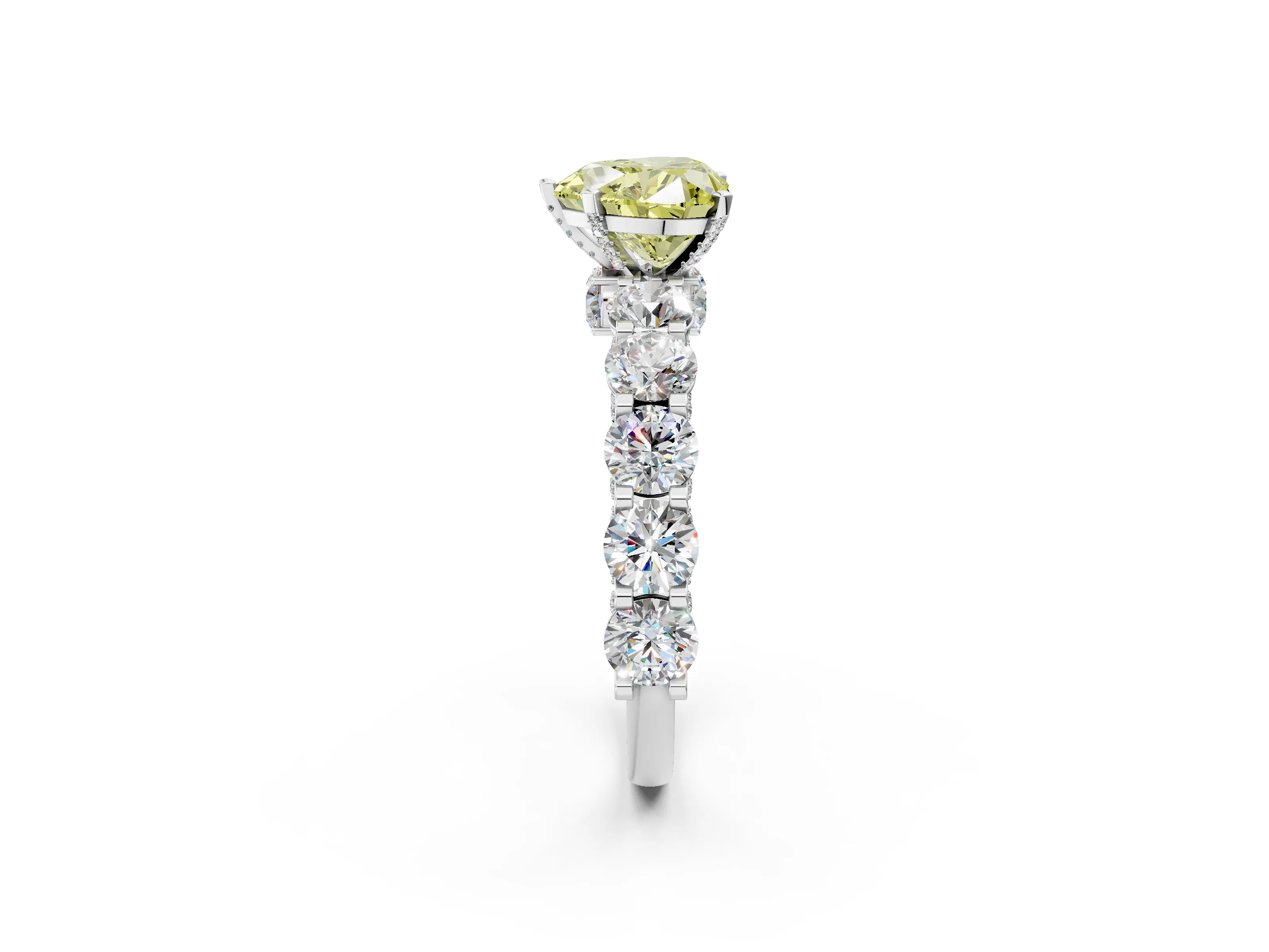 White gold Round Diamond Side Stone Engagement Ring with Six-Prong Setting_2