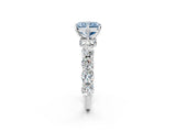 White gold Round Diamond Side Stone Engagement Ring with Six-Prong Setting_2