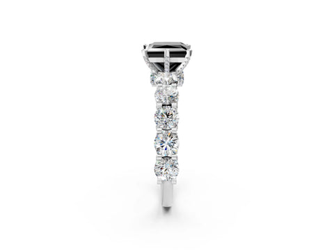 White gold Round Diamond Side Stone Engagement Ring with Six-Prong Setting_2