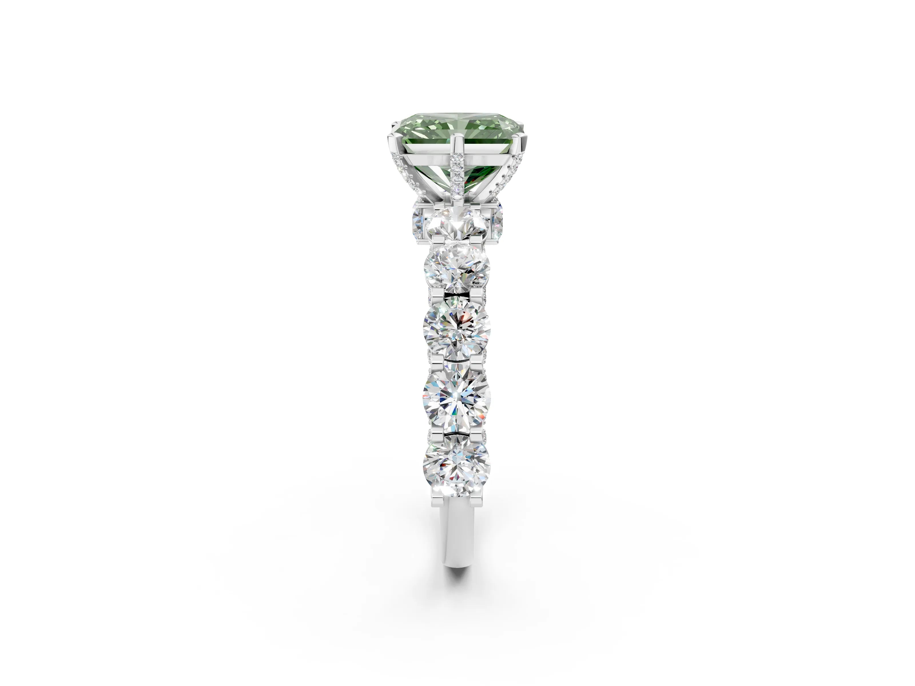 White gold Round Diamond Side Stone Engagement Ring with Six-Prong Setting_2